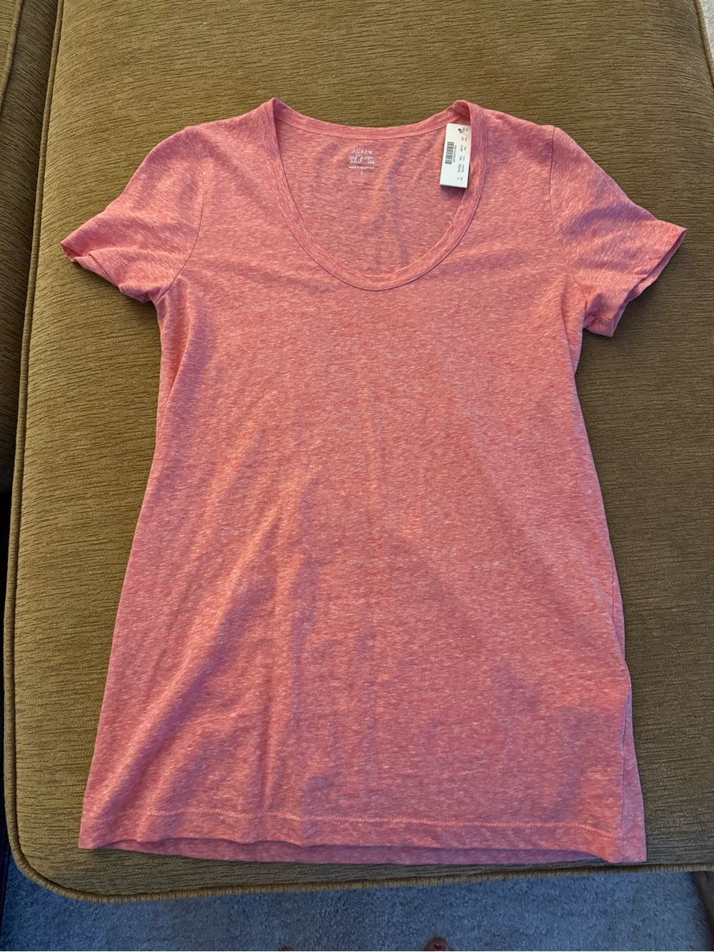 J. Crew Short Sleeve Scoop Tee - Heathered Pink
